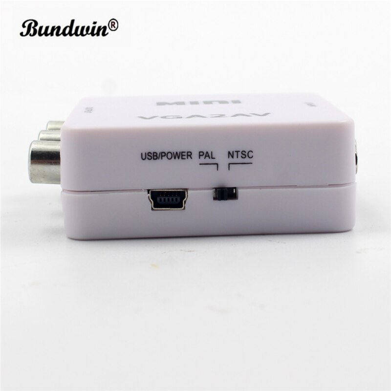 Bundwin VGA to AV Mini Converter Adapter HD RCA CVBS AV to VGA Video Converter Conversor PC to TV Computer to TV