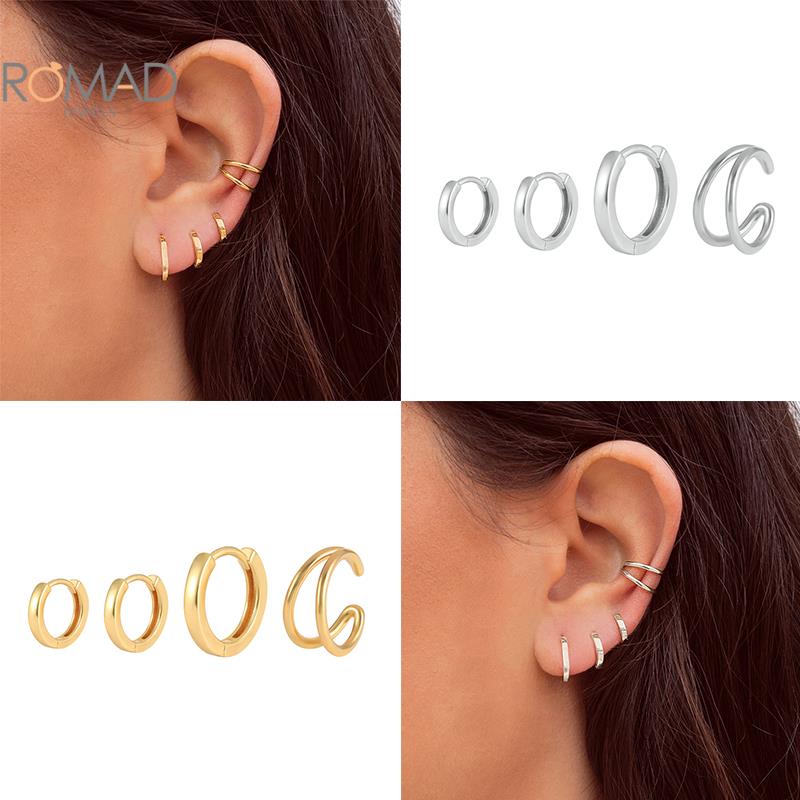 Romad Pendientes Gold Ronde Hoops Oorbellen Vrouwen Trendy Sieraden Set 925 Sterling Zilveren Oorbellen Vrouwen Meisjes Party