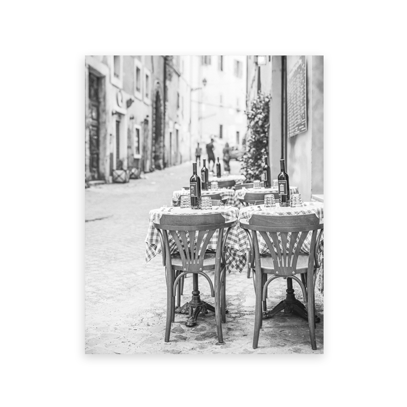 Impresiones de cafetería al aire libre francia parís en blanco y negro, fotografía Vintage, póster, tienda de café por la acera, arte, pintura en lienzo, decoración del hogar: Rojo / 8x12