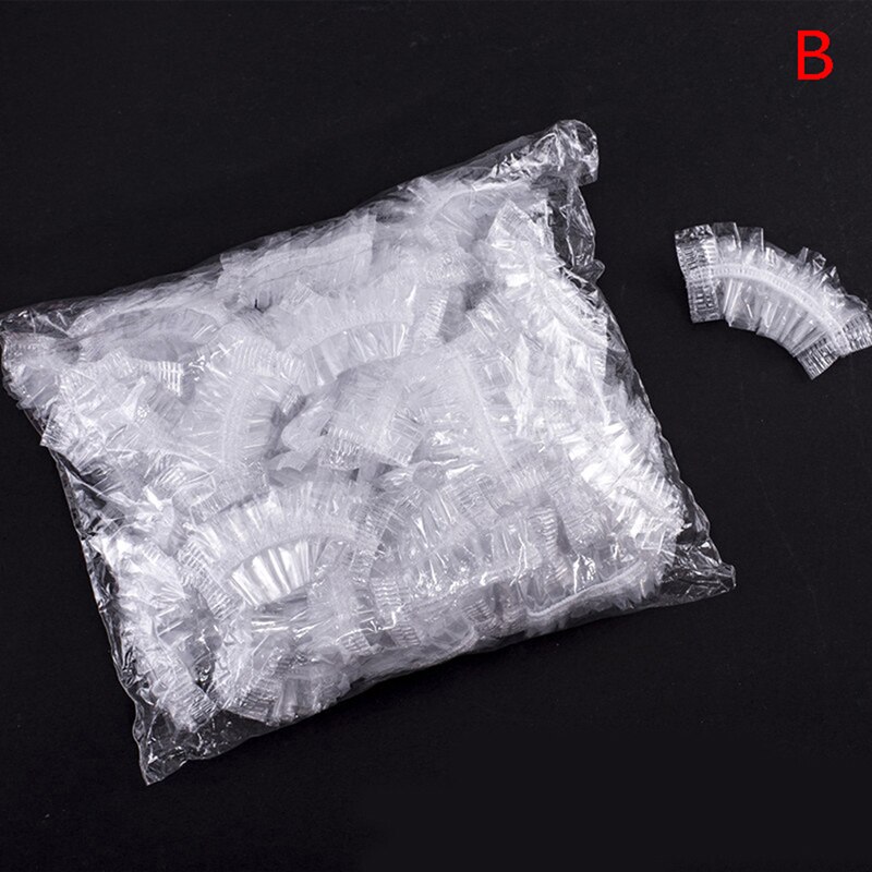 50/100 stk vandtæt engangs øredæksel bad brusebad salon gennemsigtig ørebeskyttelsesdæksel farvning af hår engangs ørebeskyttere: B 100 stk