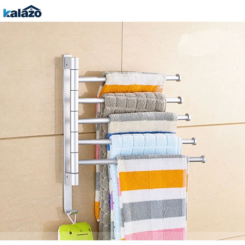 2/3/4/5 Rods Towel Bar Rotating Towel Rack Bathroom Kitchen Wall-mounted Towel Polished Rack Holder Hardware Accessory