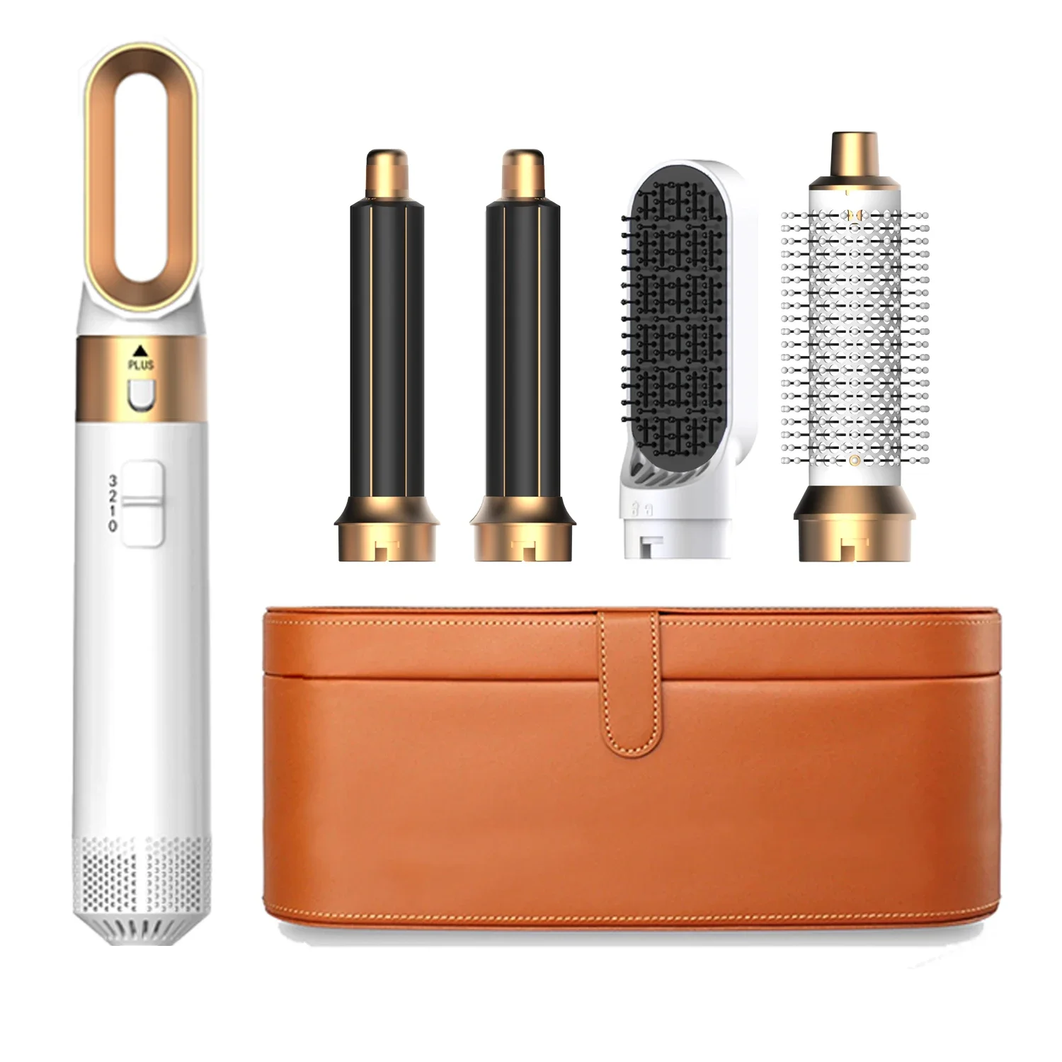 5 in 1 hårføner, luftkam, krølltang, rettetangbørste, for styling og volumgivende hår til alle hårtyper: Himmelblå / Au plug