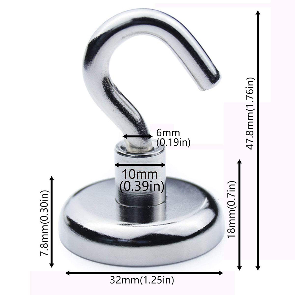6 stuks magnetische haken power hook magneethouder superzware neodymium zeldzame aarde zuignap voor bekersleutel