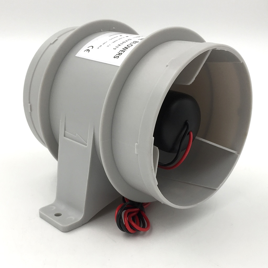 12V 40A ABS Quiet Air Blower Water Resistant 4 inch Diameter High Air Flow In-Line Blower Marine Bilge Boat Blower Motor Plastic