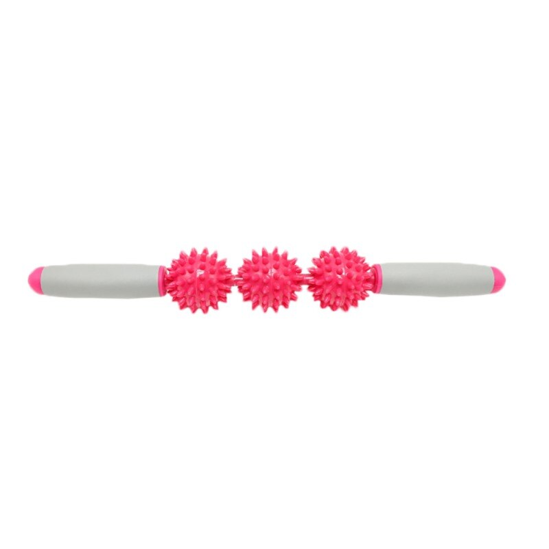 Yoga Spier Massage Roller Hoge Sterkte Stok Fitness Gym Body Taille Been Back Relax Sport Tool Met 3 Punt Spiky ballen: Rood