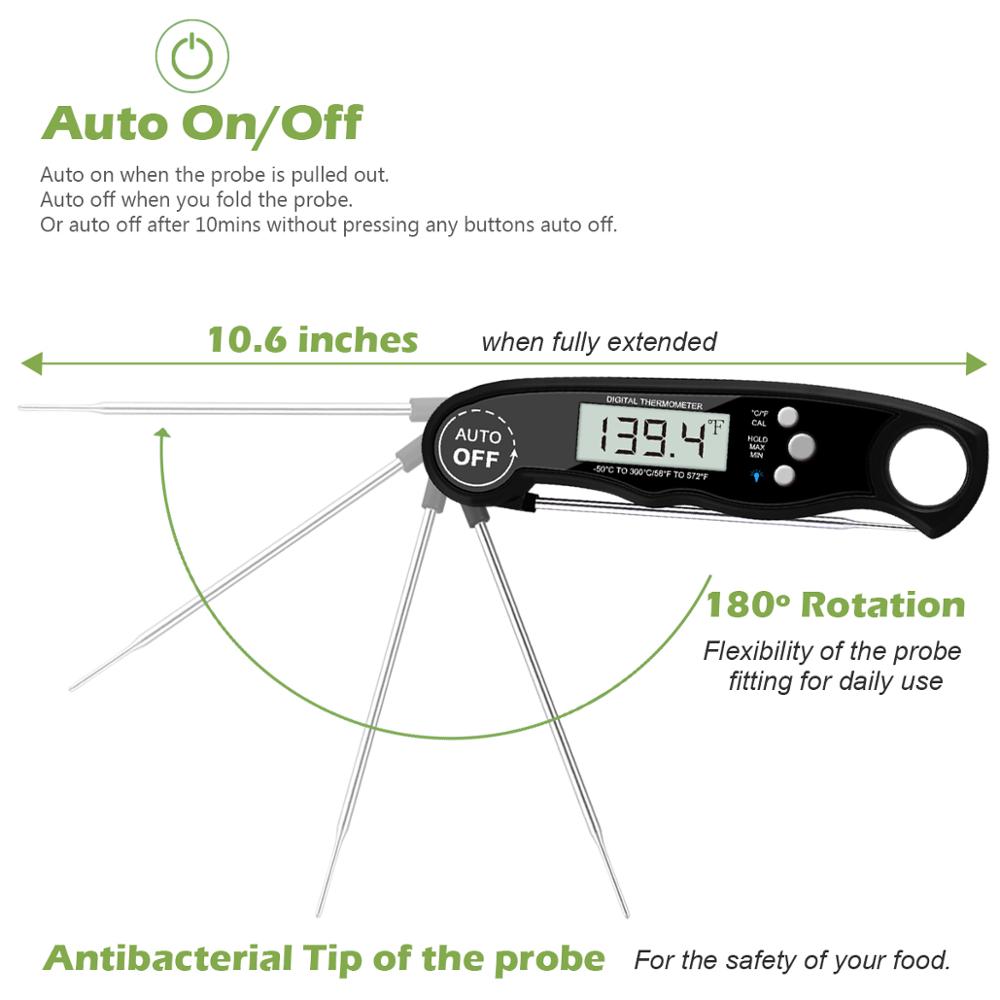AMIR thermomètre numérique pour viande BBQ | Thermomètre électronique étanche pour viande, thermomètre de cuisine, sonde de cuisine, eau thermomètre à lait
