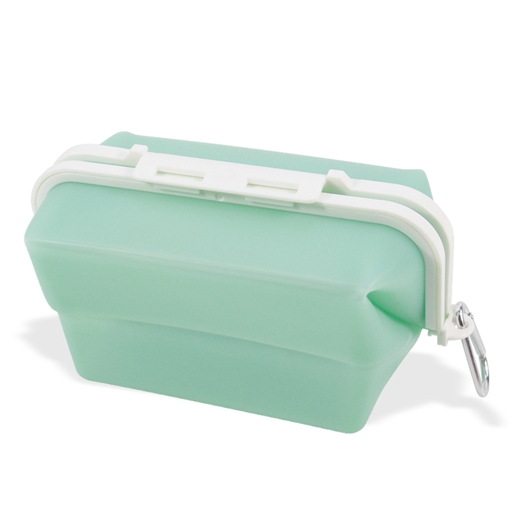 Kitchen Silicone Food Storage Bag Reusable Vegetable Container Collapsible Fruit Microwave Heating Lunch Holder Pouch Organizer: Green