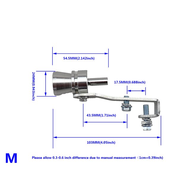 Universal simulador Whistler de la motocicleta del coche de la onda de sonido modificación imitador Turbo silbato tubo de escape de sirena: Silver - M