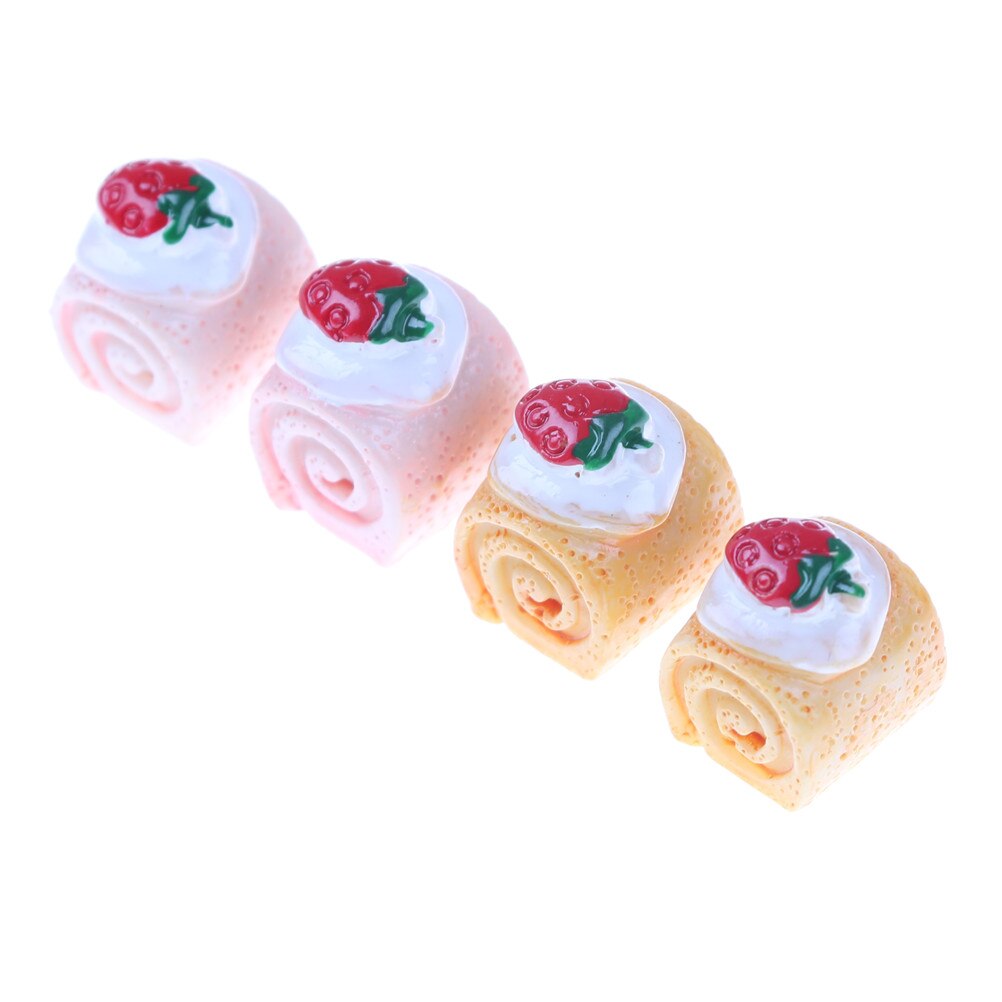 5pcs Resin Strawberry Cake, Adorable Miniature Cakes, Resin Cabochons for Phone Decoration, DIY Crafts Making