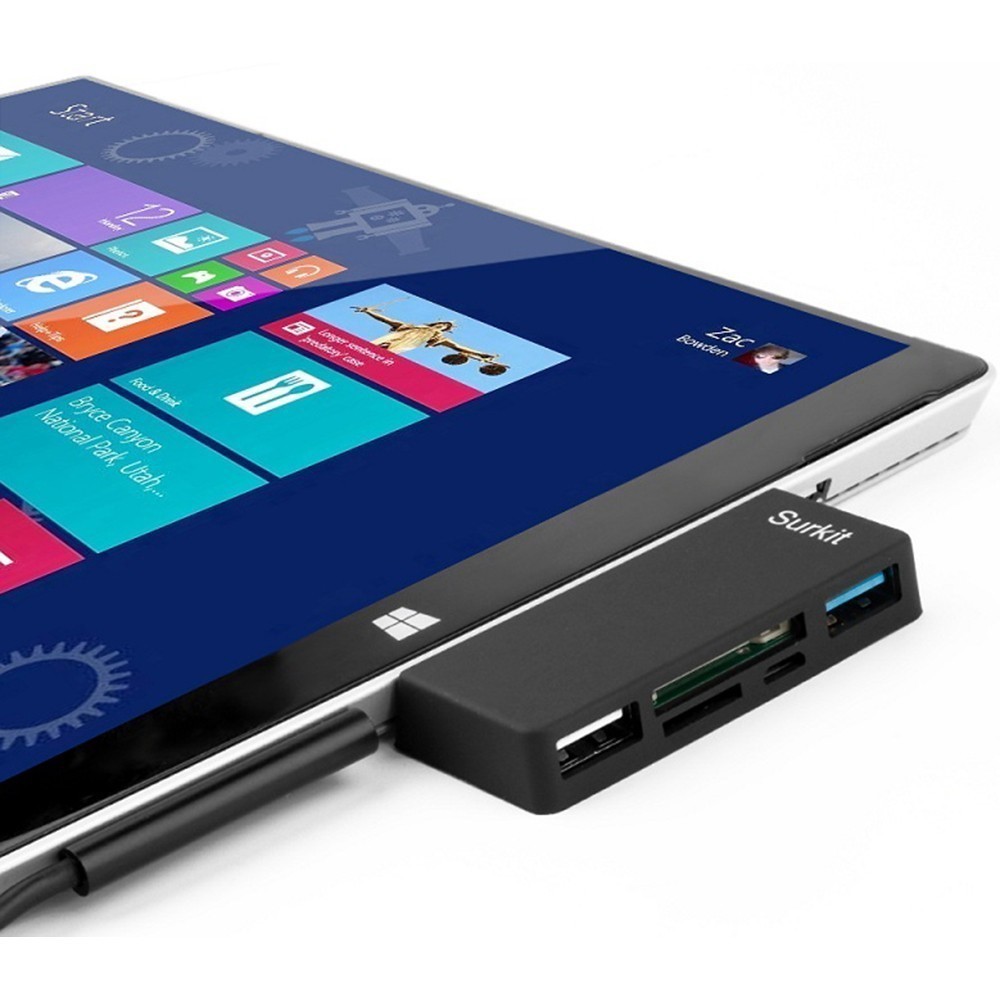 CHYI USB 3,0 Hub Accesorios para ordenador lector de tarjetas adaptador divisor Usb 3,0 con ranura para tarjeta SD/TF Micro USB para Laptop Surface Pro