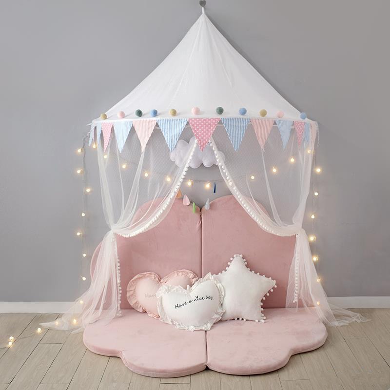 Nordic Kids Play Tent Pink Princess Castle Play House Tipi Enfant Indoor Baby Girls Crib Canopy Net Bed Tent Children Room Decor