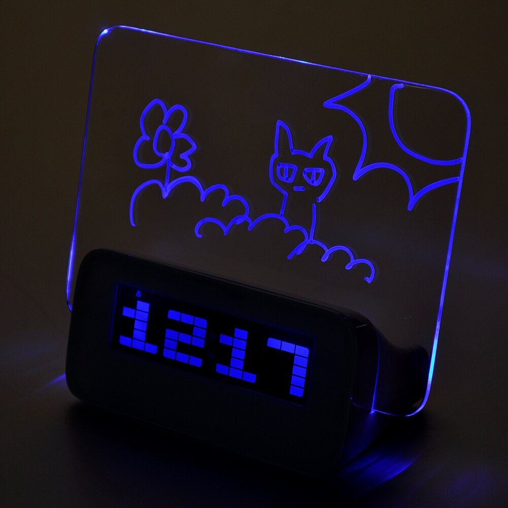 Electric Calendar LED Light Practical Bedside Luminous Digital Multifunctional Low Noise Alarm Clock Message Board