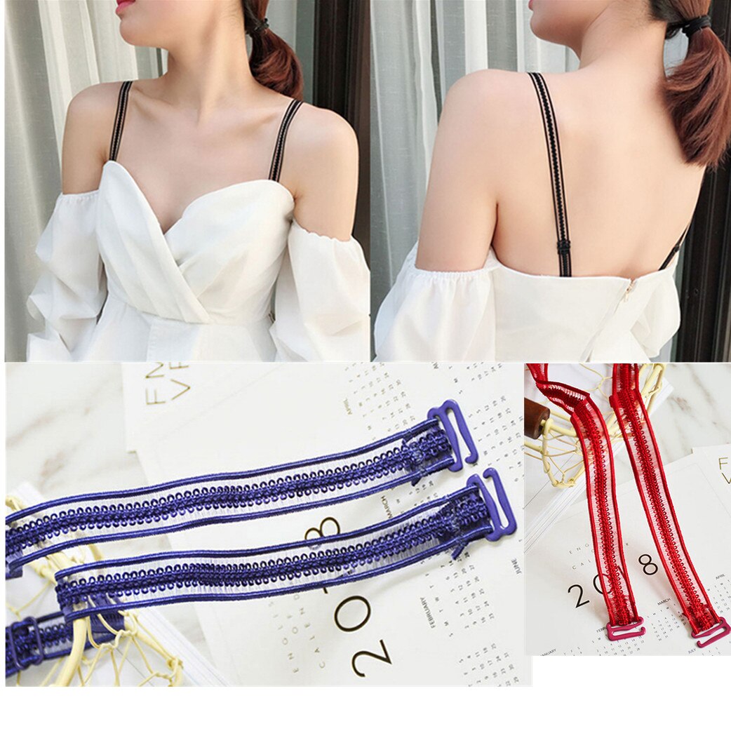 1 paire soutien-gorge décontracté bretelles Invisible évidé dentelle fleur Double bretelles antidérapant roman soutien-gorge bandoulière