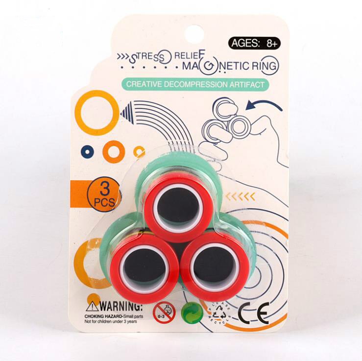 Magnetic Rings Fidget Unzip Toy Magic Ring Props Tools Children Magnetic Ring Finger Spinner Ring Adult Toys For boyfriend: Red