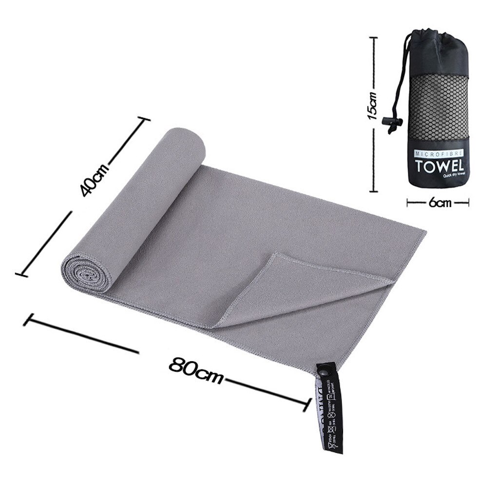 Handdoek Sport Sneldrogende Handdoek Absorberende Dubbelzijdig Fleece Sport Fitness Handdoek Draagbare Zwemmen Badhanddoek # YL5: Grijs
