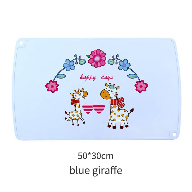 Kids Table Placemats Cartoon Animal Print Waterproof Food Grade Silicone Non-slip Table Mats Anti-scald Baby Feeding Pad 30*50cm: blue giraffe