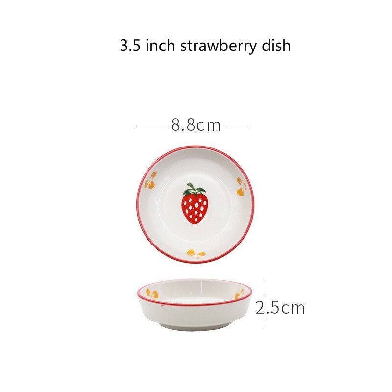Assiette en céramique dessin animé Style nordique fraise Steak assiette alimentaire vaisselle bol Ins dîner plat haut de gamme porcelaine ensemble de vaisselle: 3.5 inch strawberry 