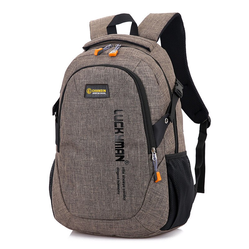 Nova moda masculina mochila saco de poliéster computador portátil mochila sacos estudantes da faculdade do ensino médio saco masculino: Brown