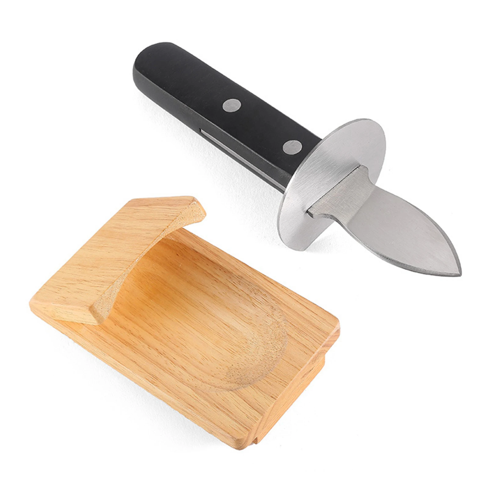 Oester Shucking Tools Roestvrijstalen Sint-Jakobsschelp Shucking Cutter Hout Zeevruchten Opener Tool voor Thuis Keuken Barbecue Camping: green