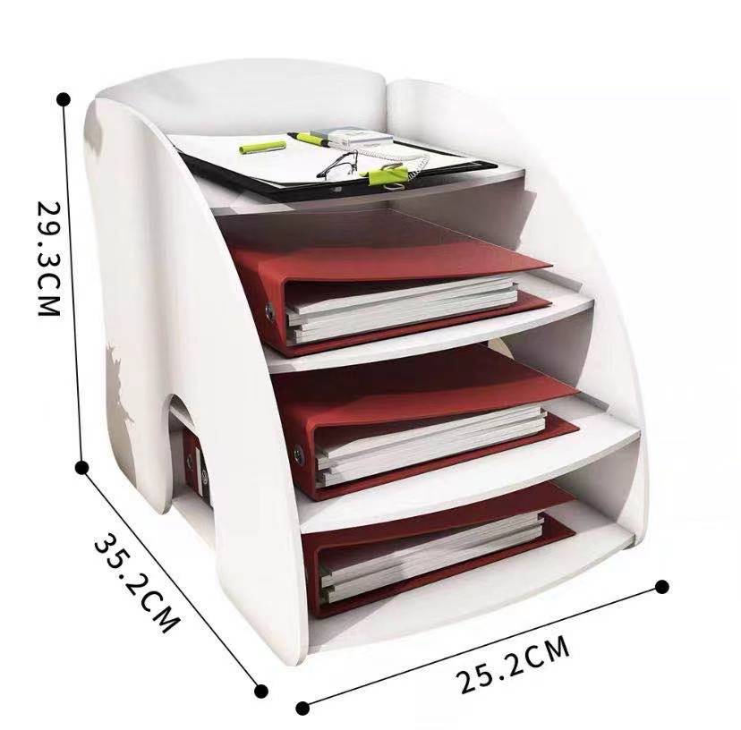 PVC A4 File Sorter Organizer 6 Compartment Desktop Fan-Shaped Mail Letter Document Magazine Holder Rack Assembly White