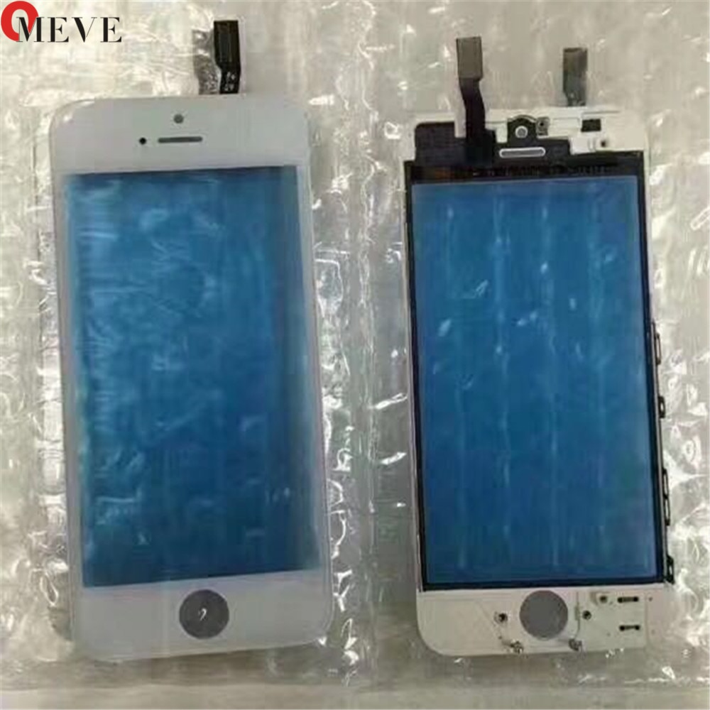 Reemplazo de lente de cristal frontal Digitalizador de pantalla táctil con el marco para iPhone 5 y 5s 5c 6 plus 6S Sensor de panel de vidrio