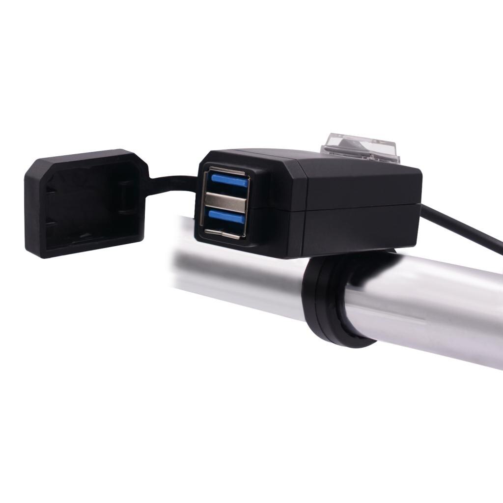 12 V-24 V Waterdichte Zwart 2 Usb Dual Usb Motorbike Mobiele Telefoon Stopcontact Lader Met Schakelaar