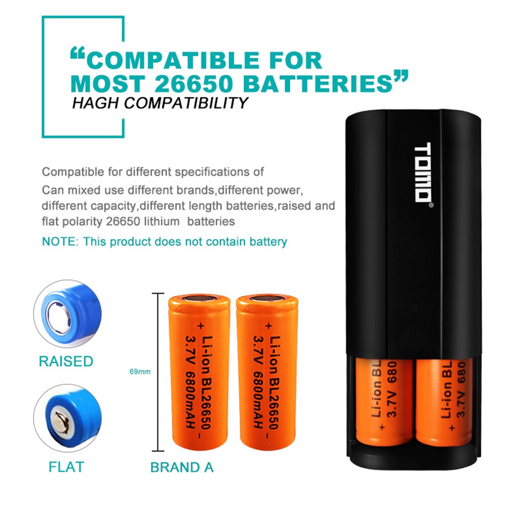 Lovoski TOMO Power Bank 26650 Li-Ion Batterie Ladegerät DIY Mobile Power Box schwarz