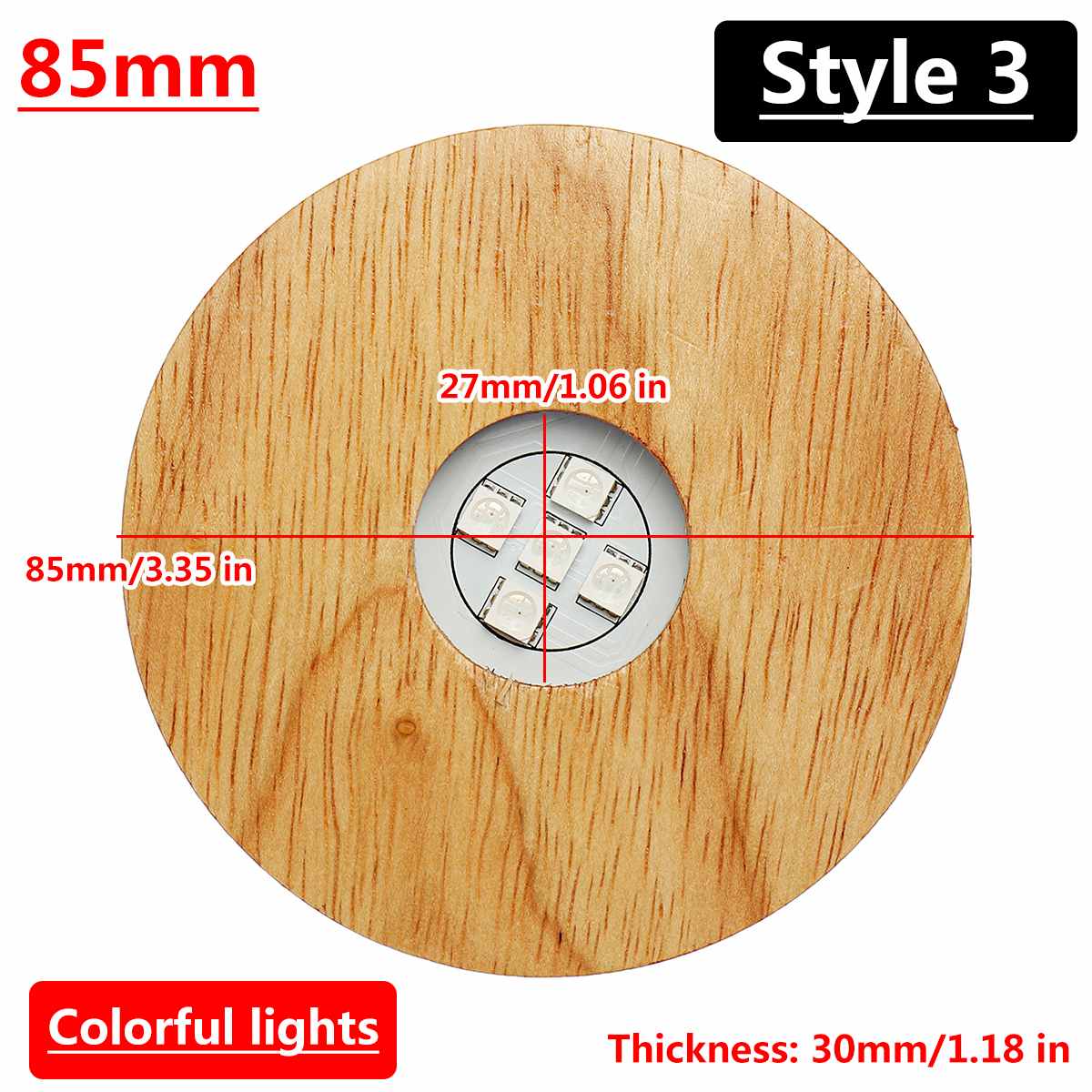 5 Stijlen 3D Led Lamp Base Creatieve Nachtverlichting Tafellamp Houten Lamp Base Gradiënt Kleurrijke Verlichting Voor Thuis Decoratieve licht: Style 3