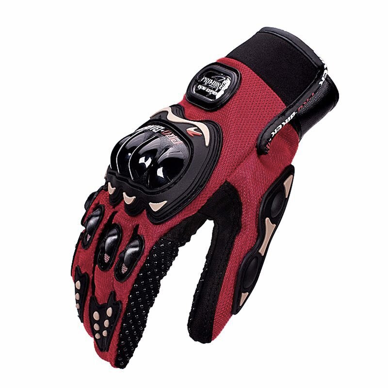 INBIKE, guantes de malla transpirable para motocicleta, pantalla táctil con almohadilla de Palma TPR, nudillo duro, negro, grande: Rojo / M