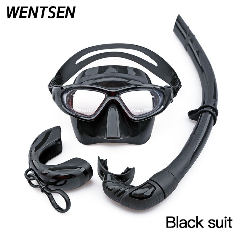 Free diving glasses Snorkel kit diving equipment underwater diving mask for freediving snorkeling set freedive goggles: Black suit