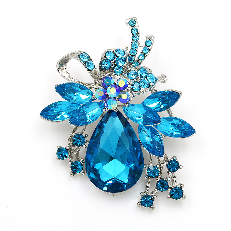 ¡Venta directa de fábrica! broche de diamantes de cristal y piedras acrílicas transparentes de color rojo y azul en varios colores: 019lt blue