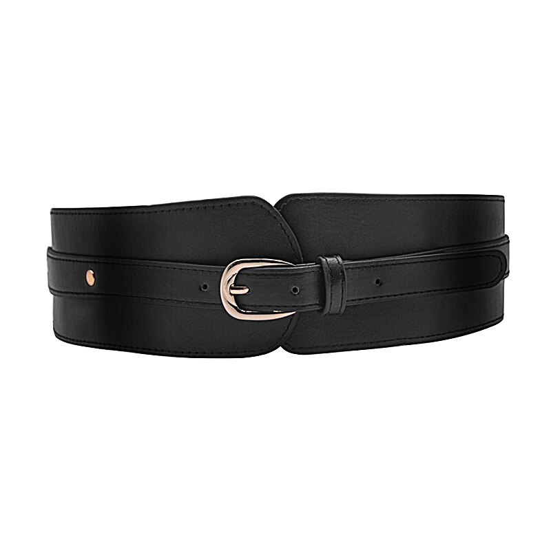 Dames Brede Riem Elastische Vintage Gesp Lederen Riem Breed Mode Wilde Pin Gesp Vrouwen Riem: BK