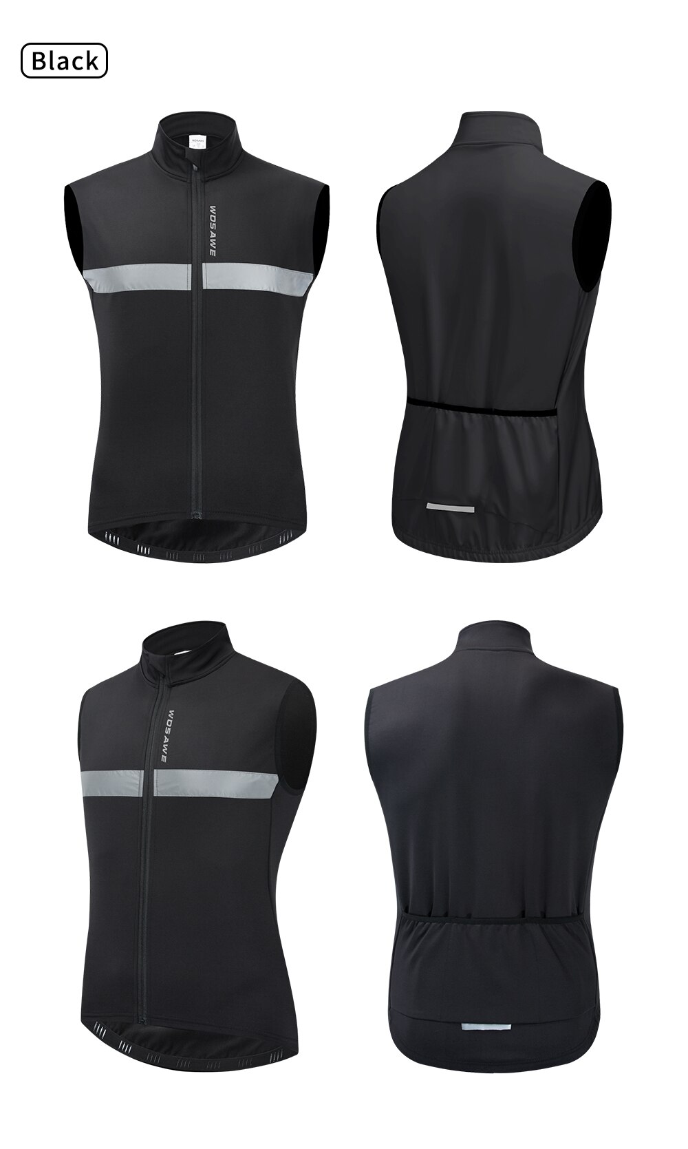 WOSAWE Men's Sleeveless Cycling Vest Fleece Jacket Winter Fleece Bike Vest / Gilet Thermal /Windproof Breathable Sports Apparel