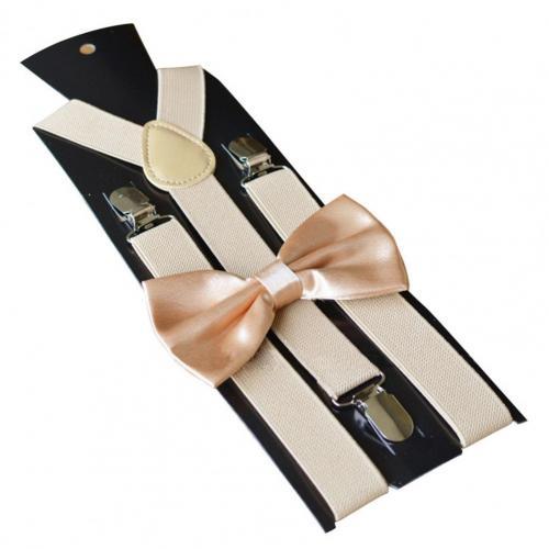 Bretelles robustes pour hommes, noir, 17 couleurs, 3 pinces solides, pantalon élastique réglable, bretelles, travail, fête: Beige