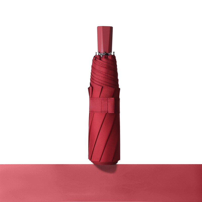 Paraguas de lluvia portátil para hombre y mujer, sombrilla de Anti UV, a prueba de viento, plegable, 8 varillas: Umbrella Red