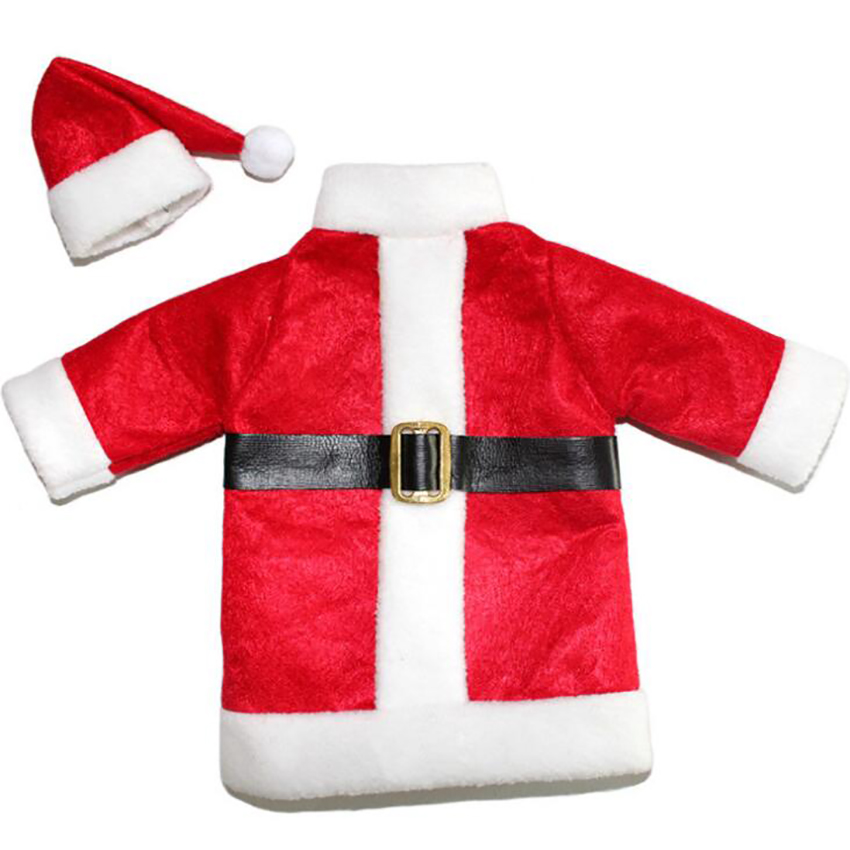 Julemandsdragt vinflaskebetræk, vinflaske trøjebetræk med hat til fest julebordpynt