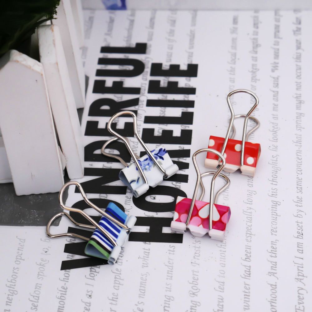 5 sztuk mały rozmiar 38mm drukowane metalowe klipsy robić segregatorów zacisk papieru biuro szkoła wiążące materiały kolor losowo
