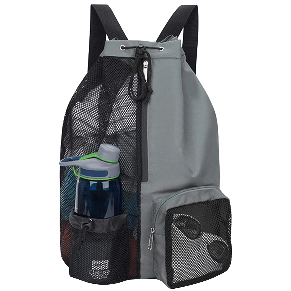 Drawstring Beach Storage Bag Sports Backpacks Basketball Bag Men Women Beach Backpacks Summer Swim Rucksack Mesh Sports Bag: Orange