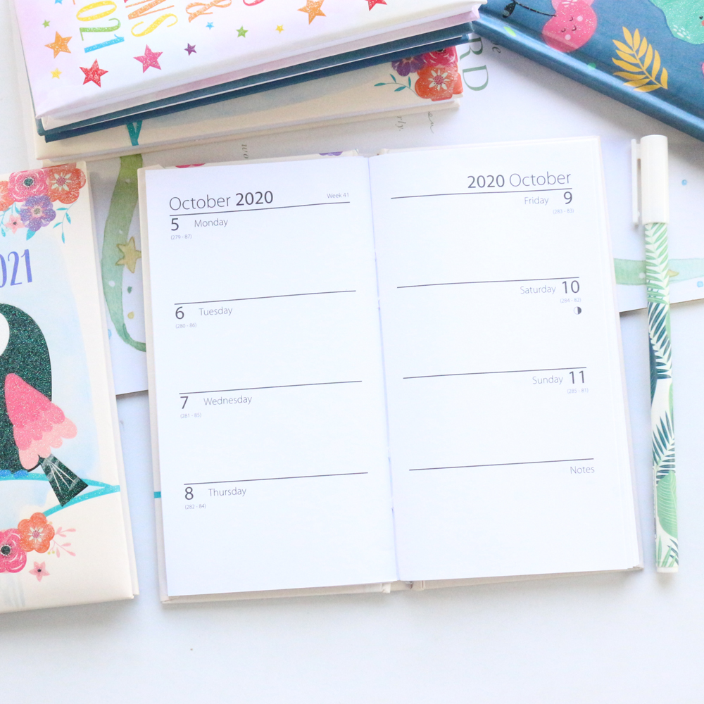 Domikee sød  -2021 års kalender kontor skole personlig ugeplanlægger lomme indbundet dagsorden arrangør notesbog papirvarer