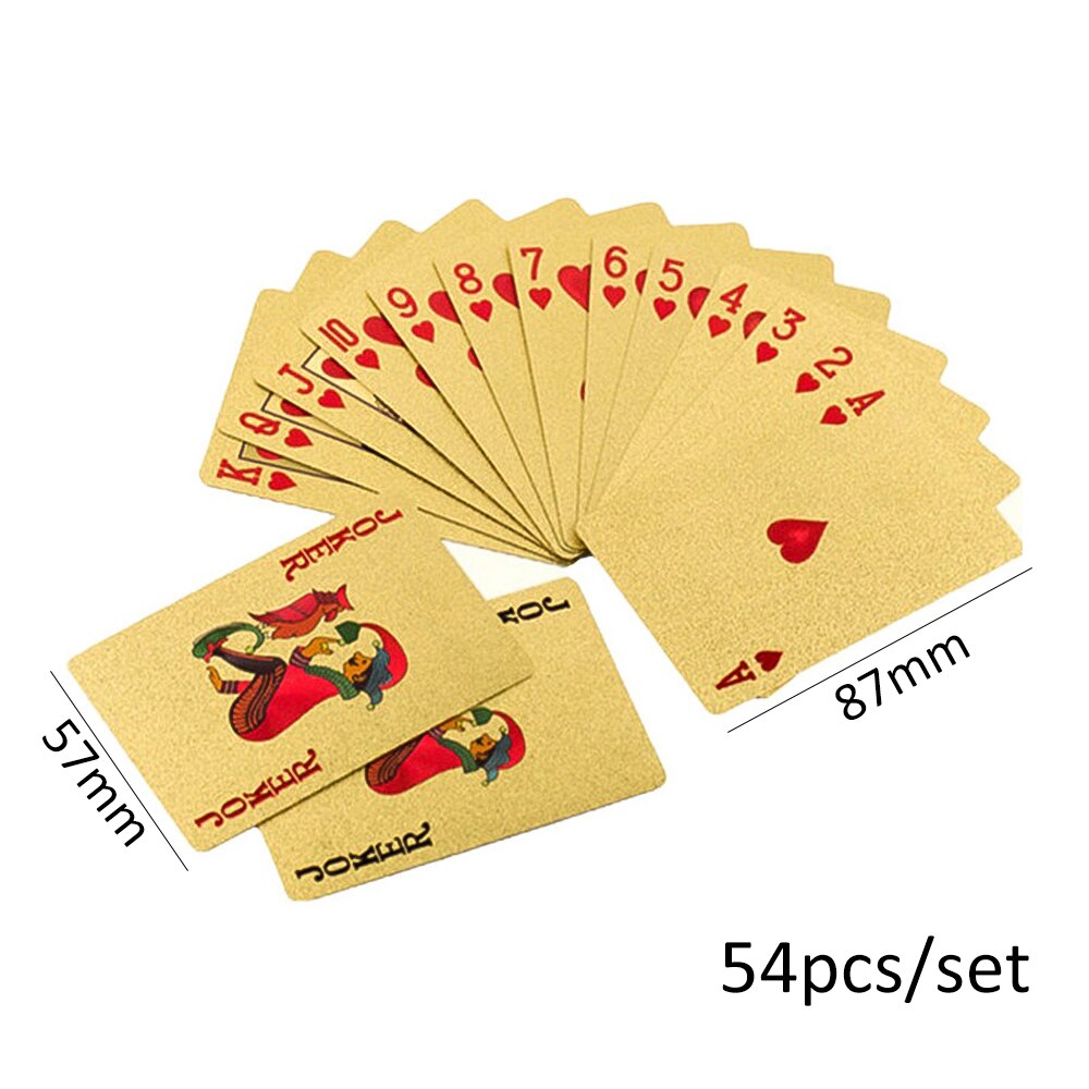 Luxe 24K Gold Speelkaarten Poker Game Dek Goudfolie Poker Set Plastic Magic Kaarten Waterdichte Kaarten Magie