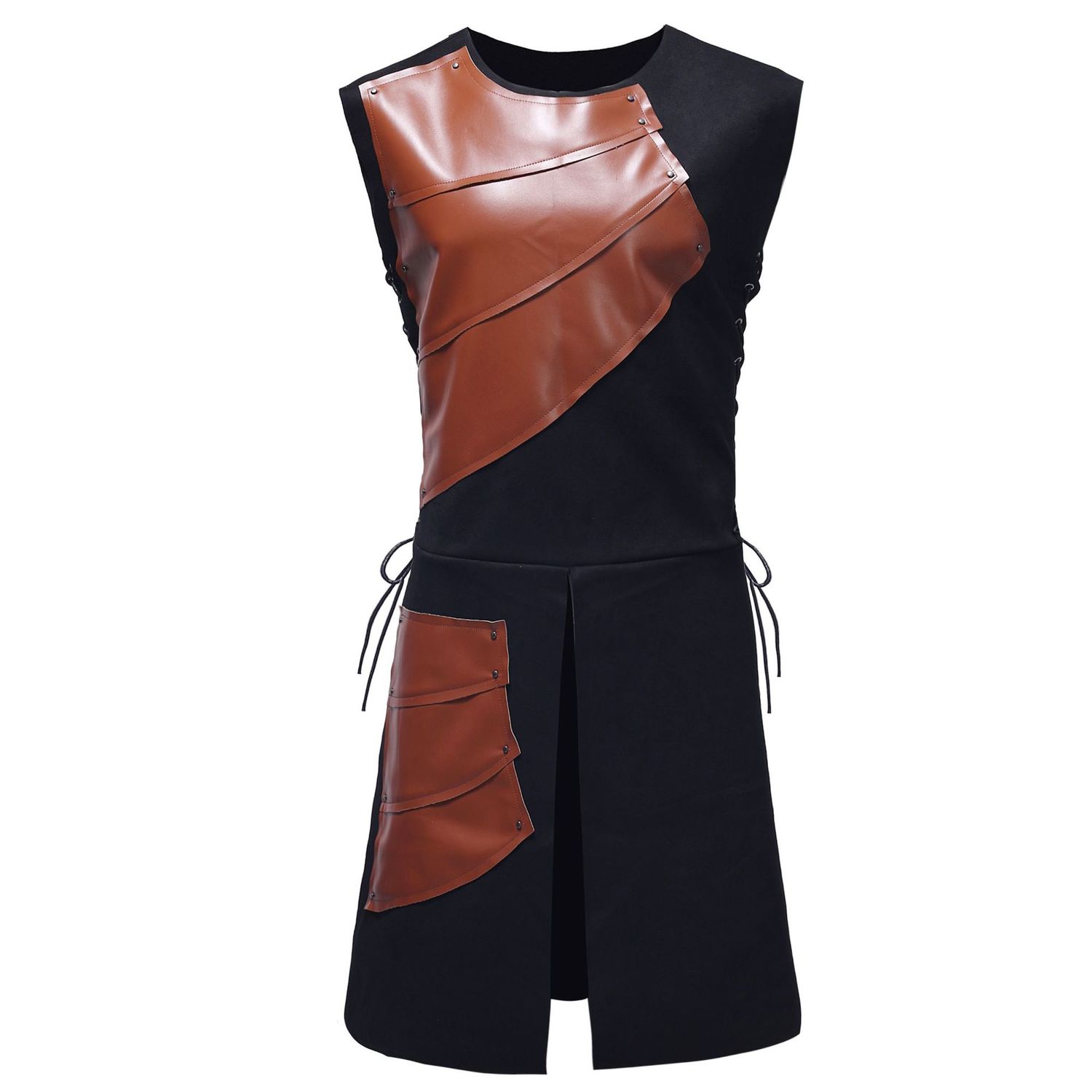 Renaissance Middeleeuwse Ridder Vest Halloween Cosplay Carnaval Party Prestaties Kleding Voor Mannen Volwassen Middeleeuwen Tops: Brown / 2XL