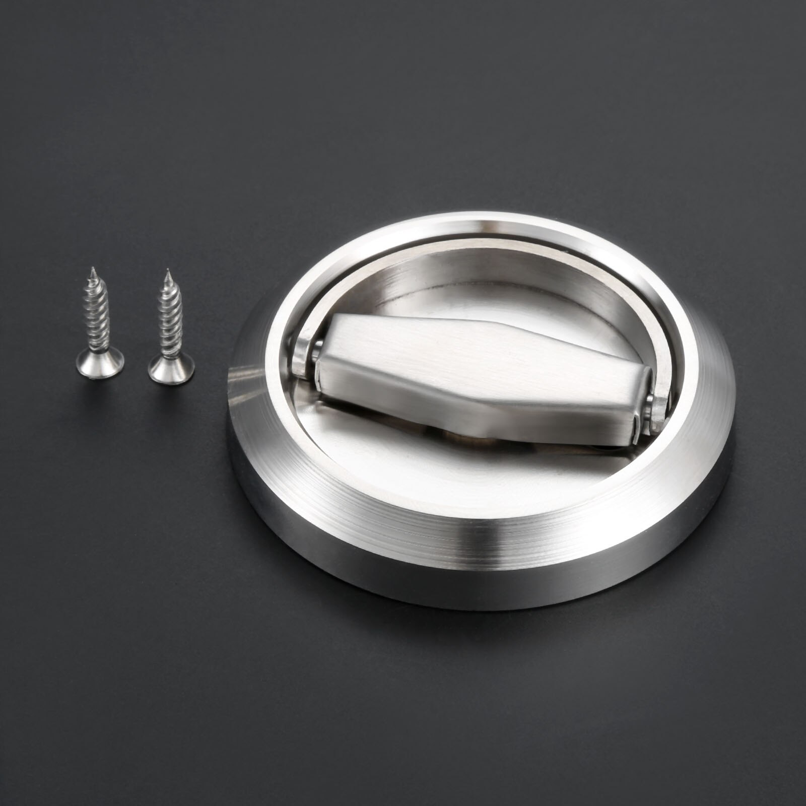 1pc Silver Invisible Cup Handle Hidden Door Cabinet Drawer Pulls Stainless Steel Furniture Round Recessed Pull Handle