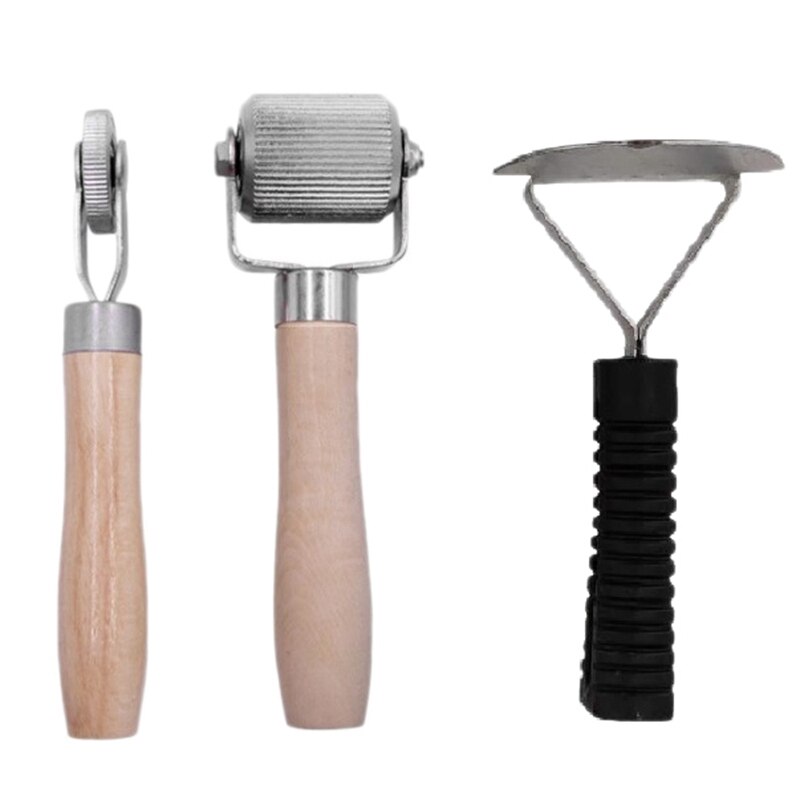 3 -teiliges set aus schall- und wärmedämmendem metall-auspuffschaber mit holzgriff und rollenbefestigungen