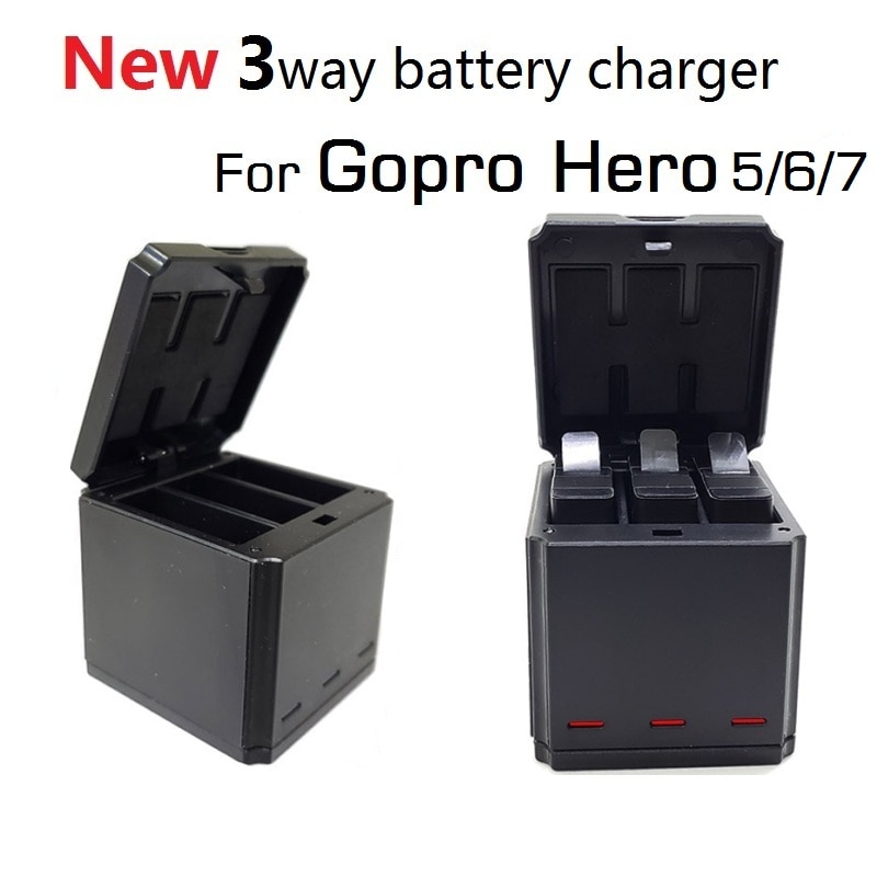 3 Way LED Batterij Oplader Opladen Doos Carry Case Batterij Behuizing voor GoPro 6 5 Hero 7 Black Hero 8 accessoires Batterij Case