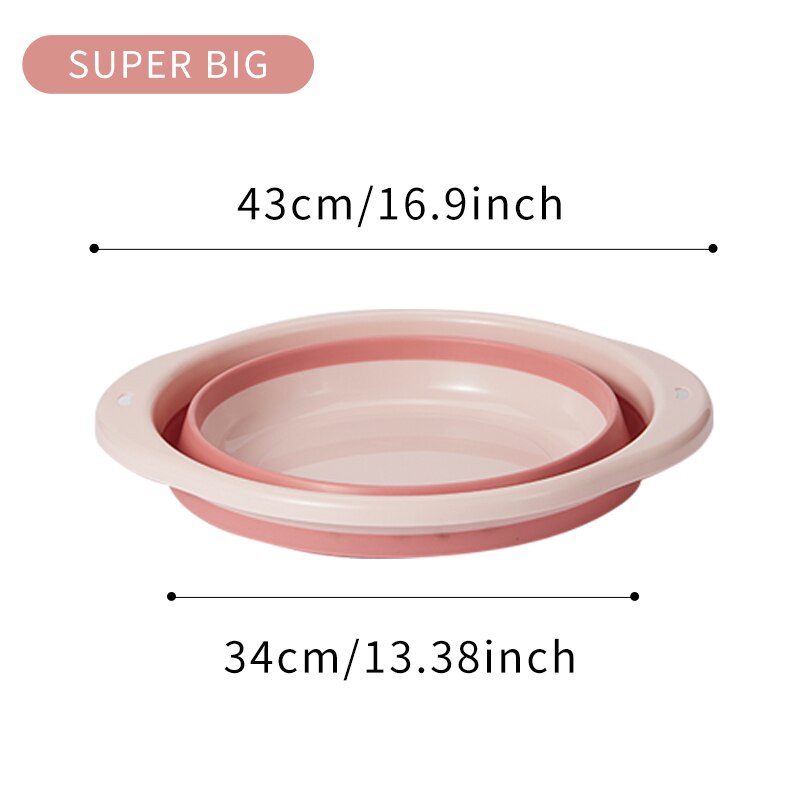 Multi-Purpose Folding Wash Basin Collapsible Bucket Foldable Washbasin Travel Portable Footbath for Household lavabo plegable: pink super big