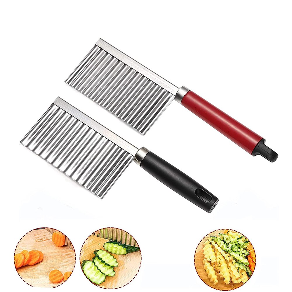 Crinkle Cutter Knife Fancy Wavy Cuts Stainless Steel for Potato Carrot Chip Vegetable French Fry Chopper Wave Slicer Accessories