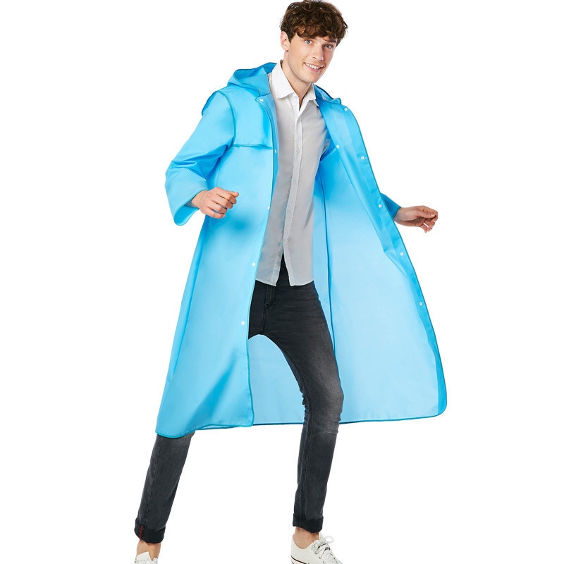 Adulte hommes femmes long eva épais vêtements de pluie universel imperméable poncho randonnée randonnée imperméable à capuche