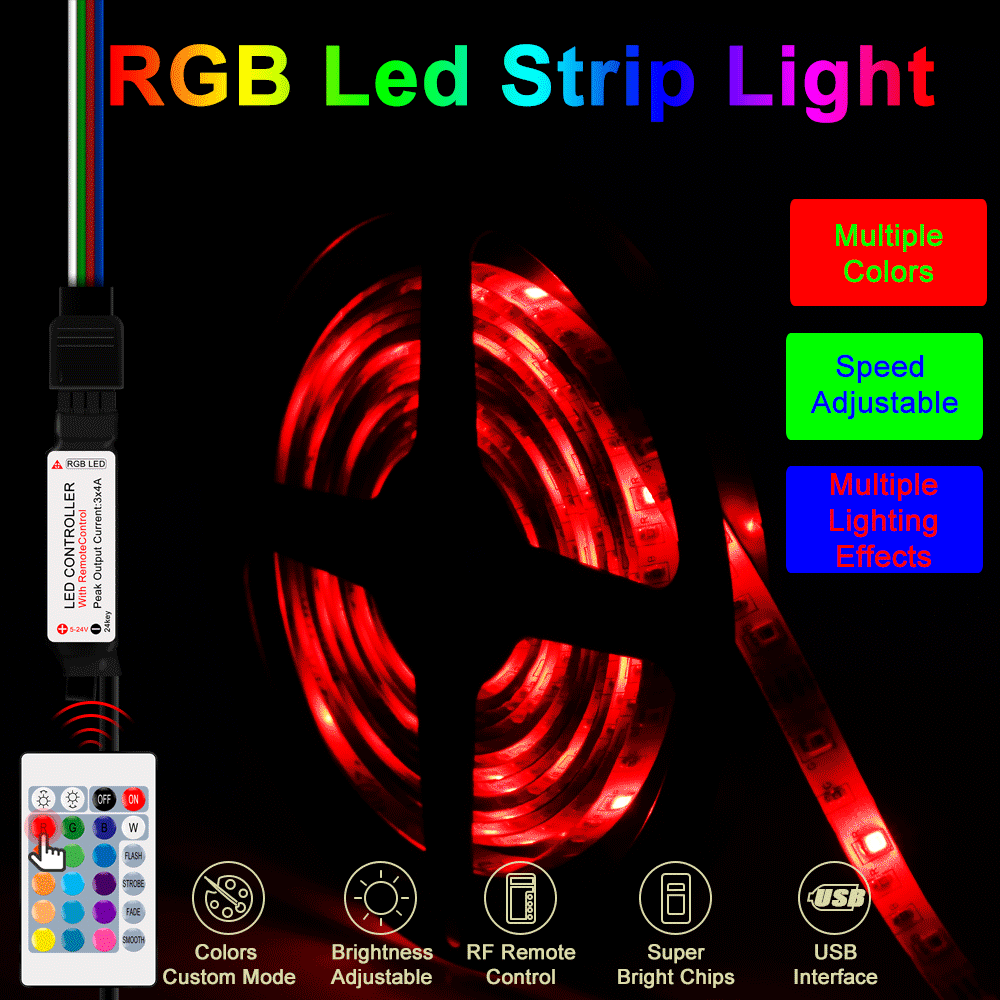 RGB USB LED Strip Licht rgb 2835 5V Flexibele LED Lamp Tape Lint 0.5M 1M 2M 3M 4M 5M TV Desktop Screen BackLight Led Diode Tape