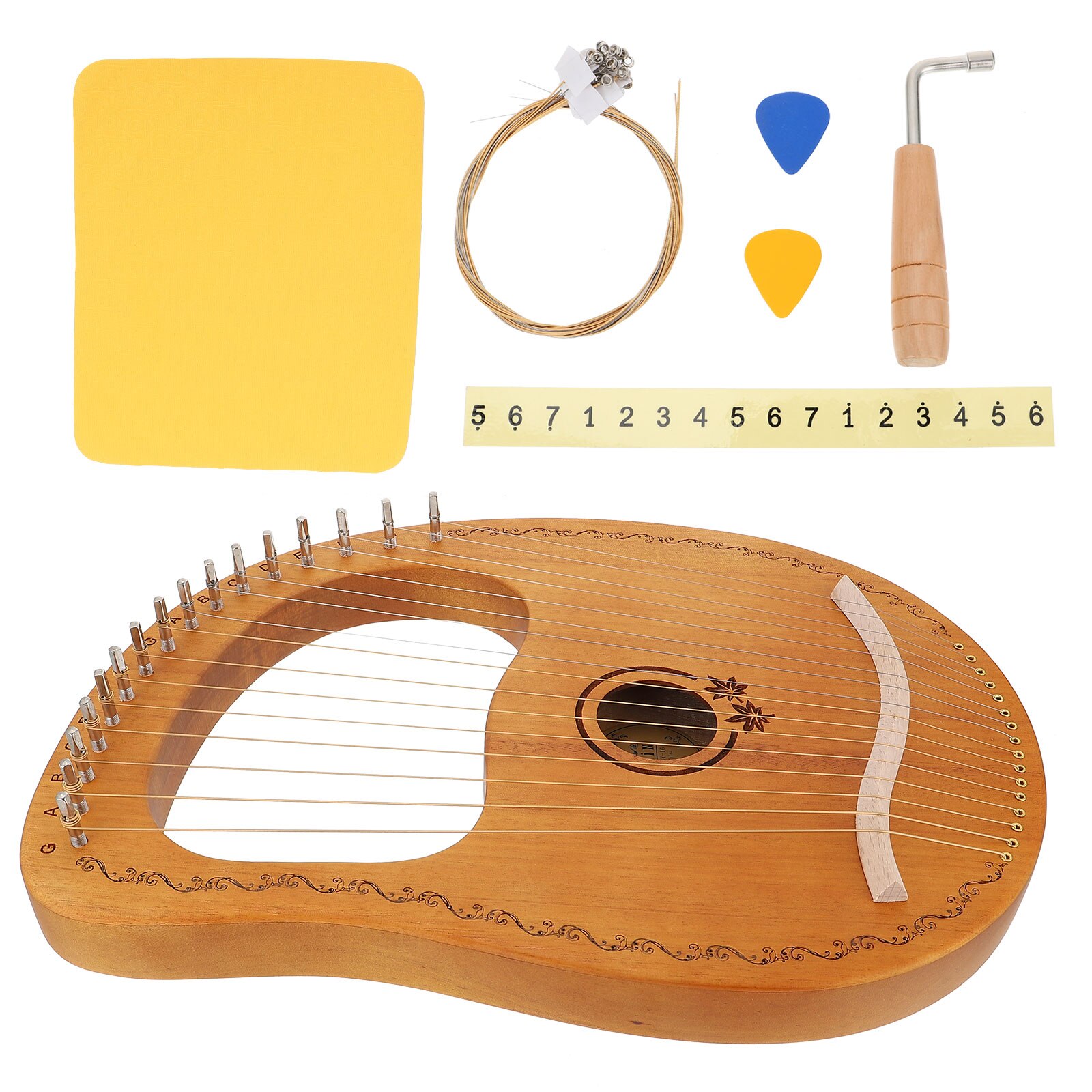 1 Set Wooden Harp Orchestral String Instrument Portable Solidwood 16 String Harp