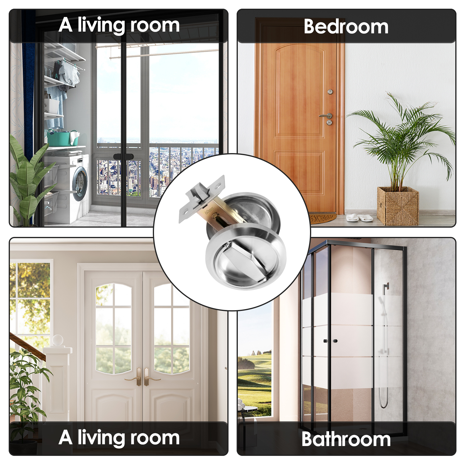 304 Stainless Steel Hidden Door Handle Lock Keyless Recessed Door Lock Single Cylinder Deadbolt Invisible Lock for Furniture